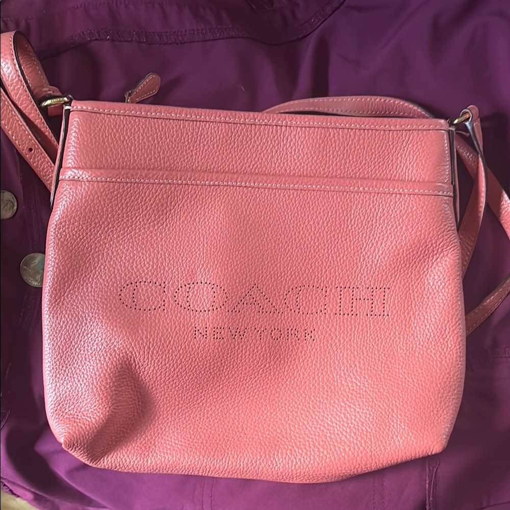 Coach Pink Crossbody Bag with Structured Design